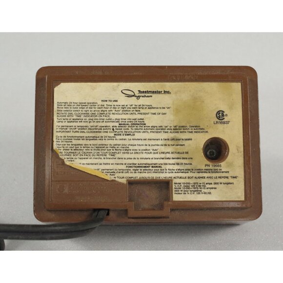 Vintage Ingraham Toastmaster Automatic 24 Hour Home Electronics Corded Timer - Picture 3 of 4